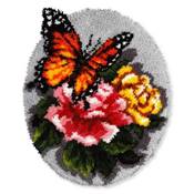 KIT TAPIS POINT NOUE OVALE 49 X 61 CM - PAPILLON ET FLEURS