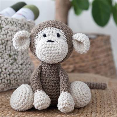 KIT AMIGURUMI HOOOKED - MACE LE SINGE - TAUPE