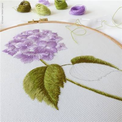 PURPLE HORTENSIA - KIT BRODERIE 21X21CM - TAMBOUR NON INCLUS