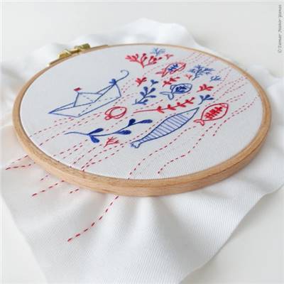 SAILING UPSTREAM - KIT BRODERIE 21X21CM - TAMBOUR NON INCLUS