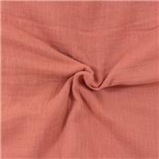 DOUBLE GAZE UNIE COTON BIO - 135 CM - ROSE CUIVRE