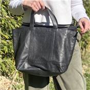 SHOPPER EN CUIR AVEC BANDOULIERE MUUD - HIBA - NOIR