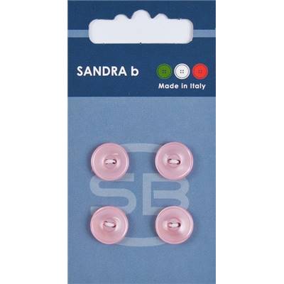Carte 4 boutons plastique 2 trous - 12,5 mm - Rose