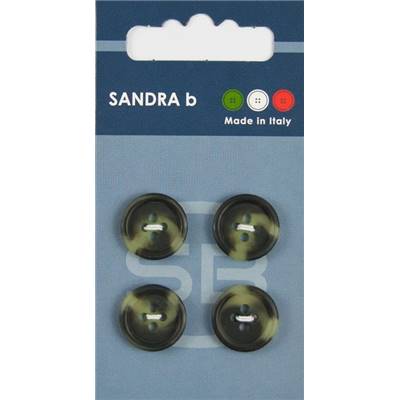 Carte 4 boutons polyester Mo Jo 4 trous - 15 mm - Vert armée