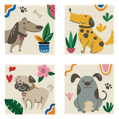 KIT BRODERIE DIAMANT MINI DOTZ - CHIENS MIGNONS - PACK DE 4 