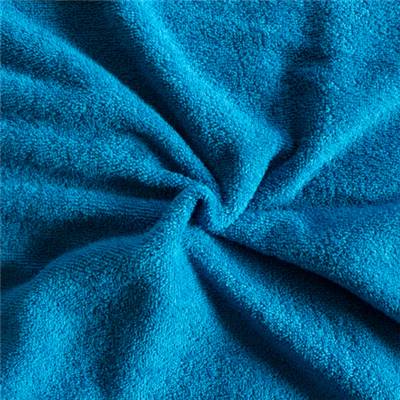 TISSU EPONGE COTON BIO - POLYESTER BLEU PAON - 150 CM 