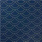 TISSU SASHIKO IMPRIME - 110 CM - COTON - MINI 5 M - COL 18 INDIGO