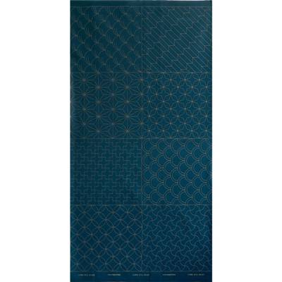 TISSU SASHIKO IMPRIME - 110 CM - COTON - 9 PANNEAUX - COL 19 INDIGO