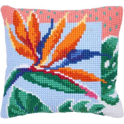 COUSSIN POINT DE CROIX LADYBIRD - OISEAU DE PARADIS - 40 X 40 CM