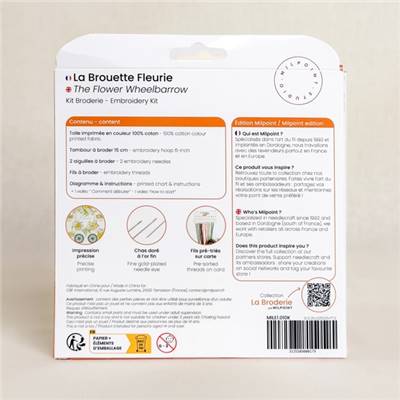 KIT BRODERIE AVEC TAMBOUR 15 CM - LA BROUETTE FLEURIE