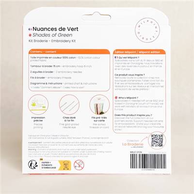 KIT BRODERIE AVEC TAMBOUR 15 CM - NUANCES DE VERT