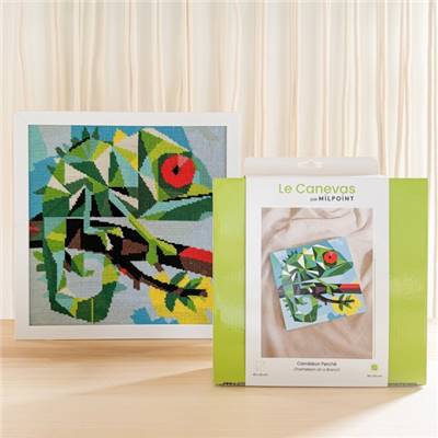 KIT CANEVAS COMPLET - DESSIN 30 X 30 CM - CAMELEON PERCHE