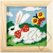 KIT CANEVAS 10,5 X 10,5 CM + CADRE - LAPIN BLANC