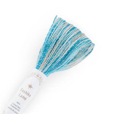 FIL SASHIKO LAME MULTICOLORE - COL SL73 - MARINE - LOT 6 ECH. DE 40 M