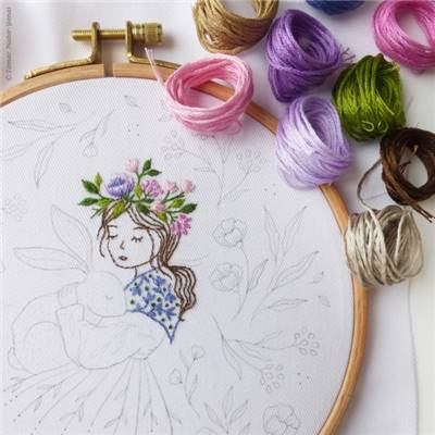 MY EASTER BUNNY - KIT BRODERIE 21X21CM - TAMBOUR NON INCLUS
