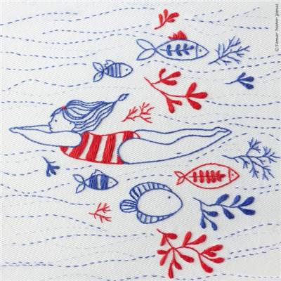LITTLE SWIMMER - KIT BRODERIE 21X21CM - TAMBOUR NON INCLUS