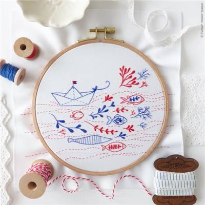 SAILING UPSTREAM - KIT BRODERIE 21X21CM - TAMBOUR NON INCLUS
