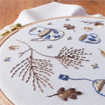TEA & LEAVES - KIT BRODERIE 21X21CM - TAMBOUR NON INCLUS