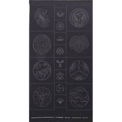 TISSU TSUMUGI B2009 NOIR IMPRIME -PANNEAU 61X108 CM -MINI 9 PANNEAUX