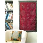 TISSU TSUMUGI B2003 ROUGE IMPRIME -PANNEAU 61X108 CM -MINI 9 PANNEAUX