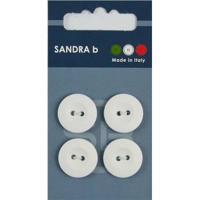 Carte 4 boutons nylon classique avec trous - 18 mm - Blanc