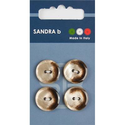Carte 4 boutons polyester Maui 2 trous - 18 mm - Marron/Beige