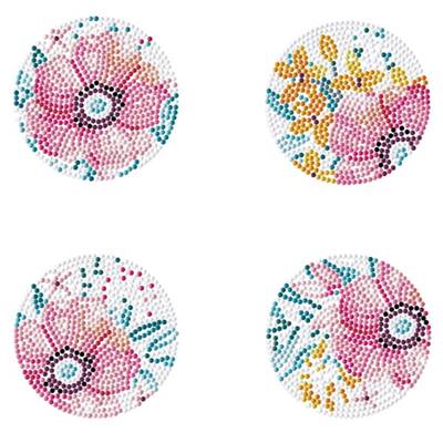 KIT BRODERIE DIAMANT 4 SOUS-VERRES - MODERN FLORALS