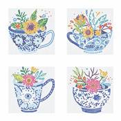 KIT BRODERIE DIAMANT MINI DOTZ - TEATIME POSIES - PACK 4 DESSINS