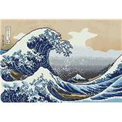 KIT BRODERIE DIAMANT SQUARES - LA GRANDE VAGUE D'APRES HOKUSAI