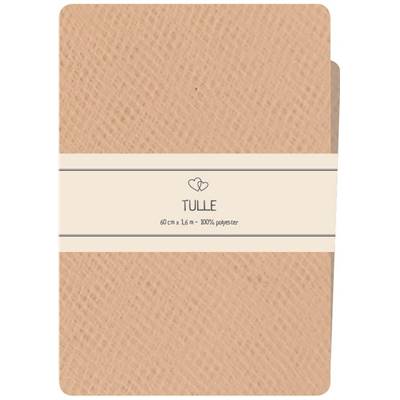 COUPON TULLE POLYESTER 160 X 60 CM - BEIGE