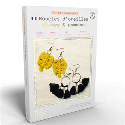 FRENCH'KITS - MACRAME - BOUCLES D’OREILLES - PLUMES & POMPONS