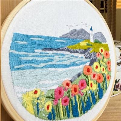 KIT BRODERIE AVEC TAMBOUR 15 CM - COTE SAUVAGE