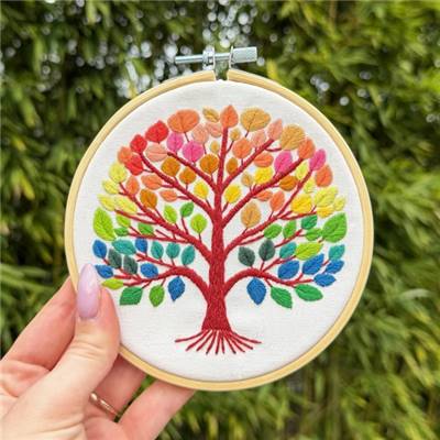 KIT BRODERIE AVEC TAMBOUR 15 CM - QUATRE SAISONS