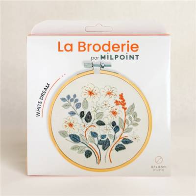 KIT BRODERIE AVEC TAMBOUR 15 CM - WHITE DREAM