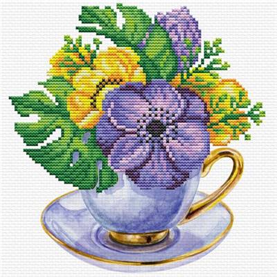 NO COUNT CROSS STITCH - MAUVE CUP