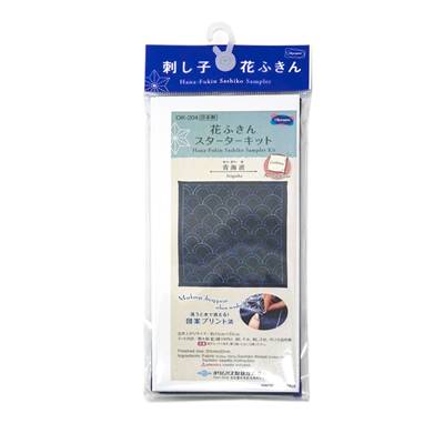 COUPON TISSU SASHIKO 33 x 66 CM -HANAFUKIN 204 +AIGUILLE+ FIL SASHIKO