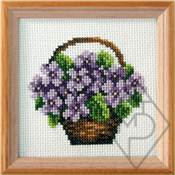 KIT PT DE CROIX IMPRIMEE 11 X 11 CM - PANIER DE VIOLETTES