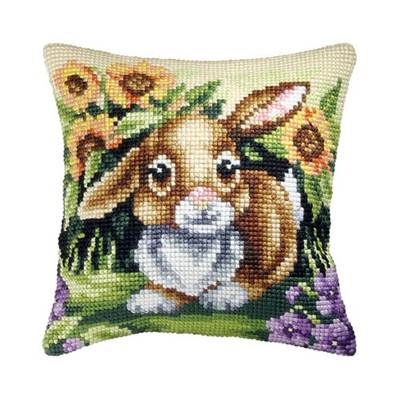 COUSSIN PT DE CROIX EN KIT 40 X 40 CM - PETIT LAPIN