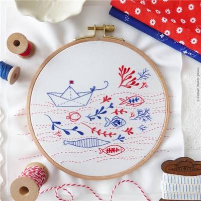 SAILING UPSTREAM - KIT BRODERIE 21X21CM - TAMBOUR NON INCLUS