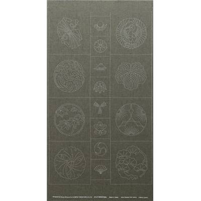 TISSU TSUMUGI B2004 VERT IMPRIME -PANNEAU 61X108 CM -MINI 9 PANNEAUX