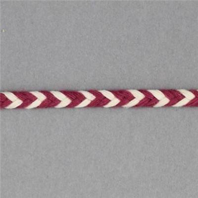 TRESSE PLATE CHEVRONS COTON FRAMBOISE - ECRU - LA BOBINE DE 10 M