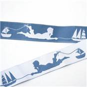RUBAN ACUFACTUM PETIT GARCON ET BATEAU - BLEU - 2CM - LE ROULEAU 20 M