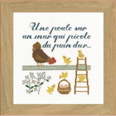 DIAGRAMME POINT DE CROIX ABC COLLECTION - UNE POULE SUR UN MUR COUL.