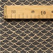 COUPON TISSU 50X55 JAP VAGUES NOIRES FOND ECRU
