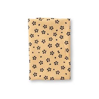 COUPON TISSU 50X55 JAP FLEURS BLEUES FOND ECRU