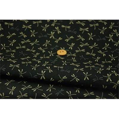 COUPON TISSU 45X55 JAP LIBELLULES NOIR