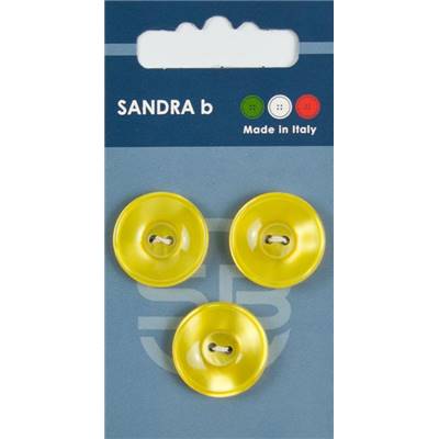 Carte 3 boutons plastique 2 trous - 20,5 mm - Jaune
