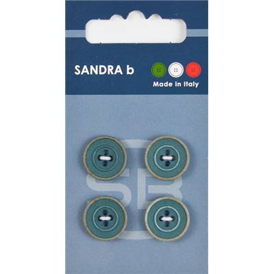 Carte 4 boutons en bambou brûlé mat - 15 mm - Bleu