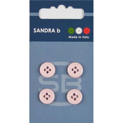 Carte 4 boutons nylon classique avec trous - 11 mm - Rose