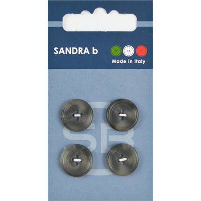 Carte 4 boutons polyester Nobu 4 trous - 15 mm - Gris